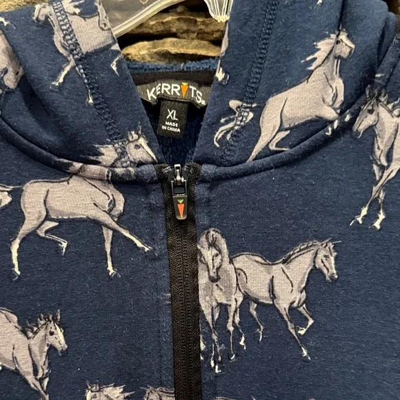 Kerrits Blue Horse Pattern Hoodie - Picture 2 of 9